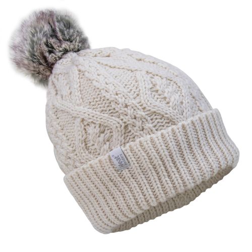 Gorro Térmico Feminino Pompom Solna em Tricô Heat Holders - Bege