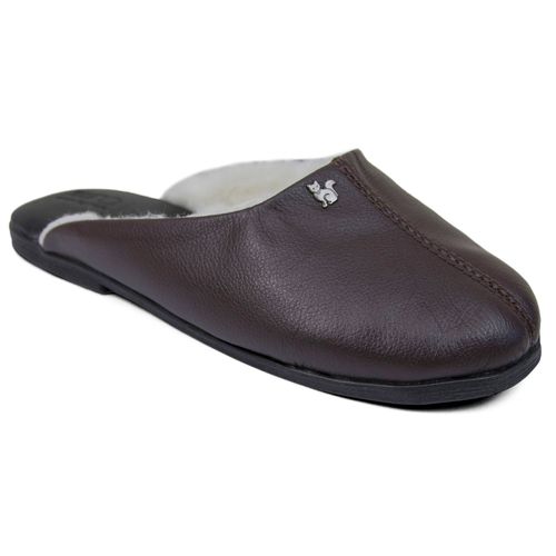 Pantufa de couro para o frio forrada em lã sintética Gramado 439