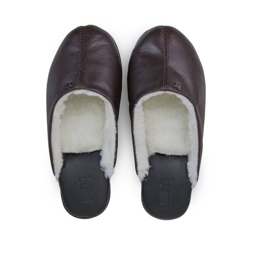 Pantufa de couro para o frio forrada em lã sintética Gramado 439