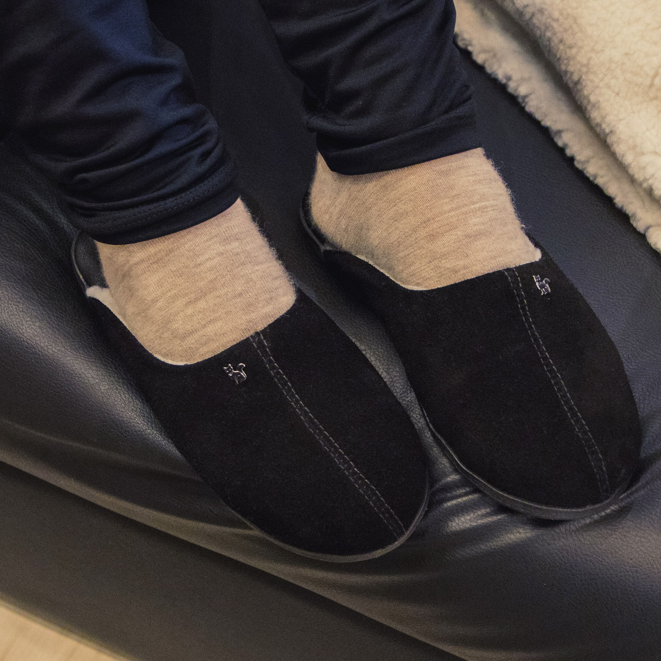 Pantufa forrada em lã sintética Gramado Ref.:439