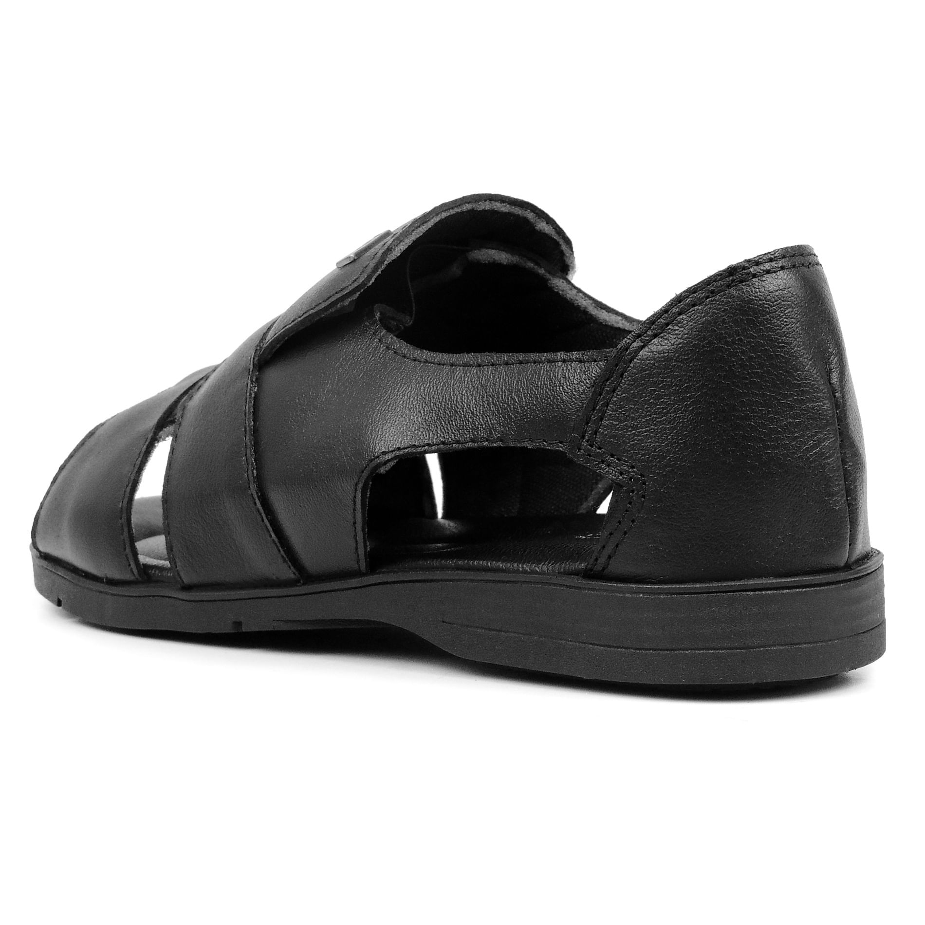 Sandália masculina em Couro Fiero Steve Preto Ref.:366