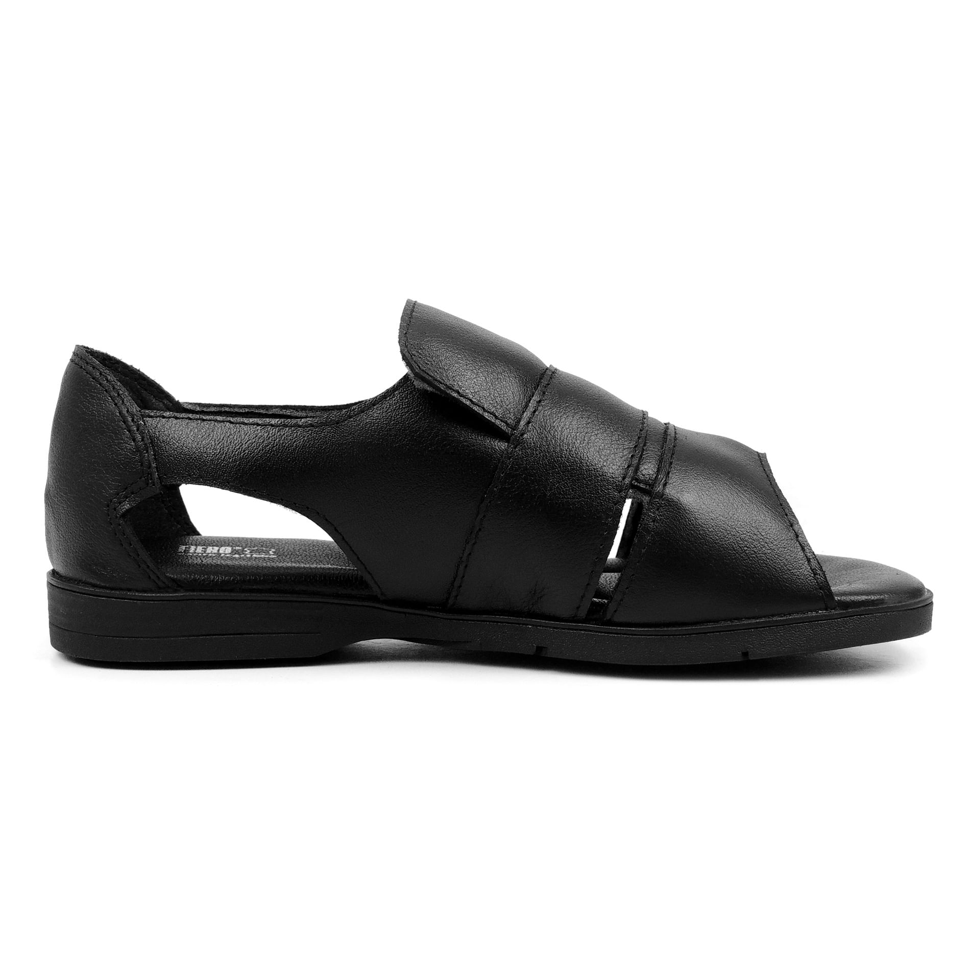 Sandália masculina em Couro Fiero Steve Preto Ref.:366