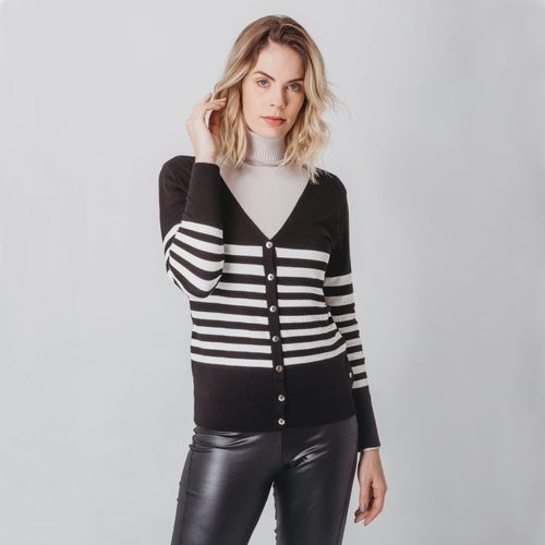 Cardigan Feminino Tricô Listrado Sevilha