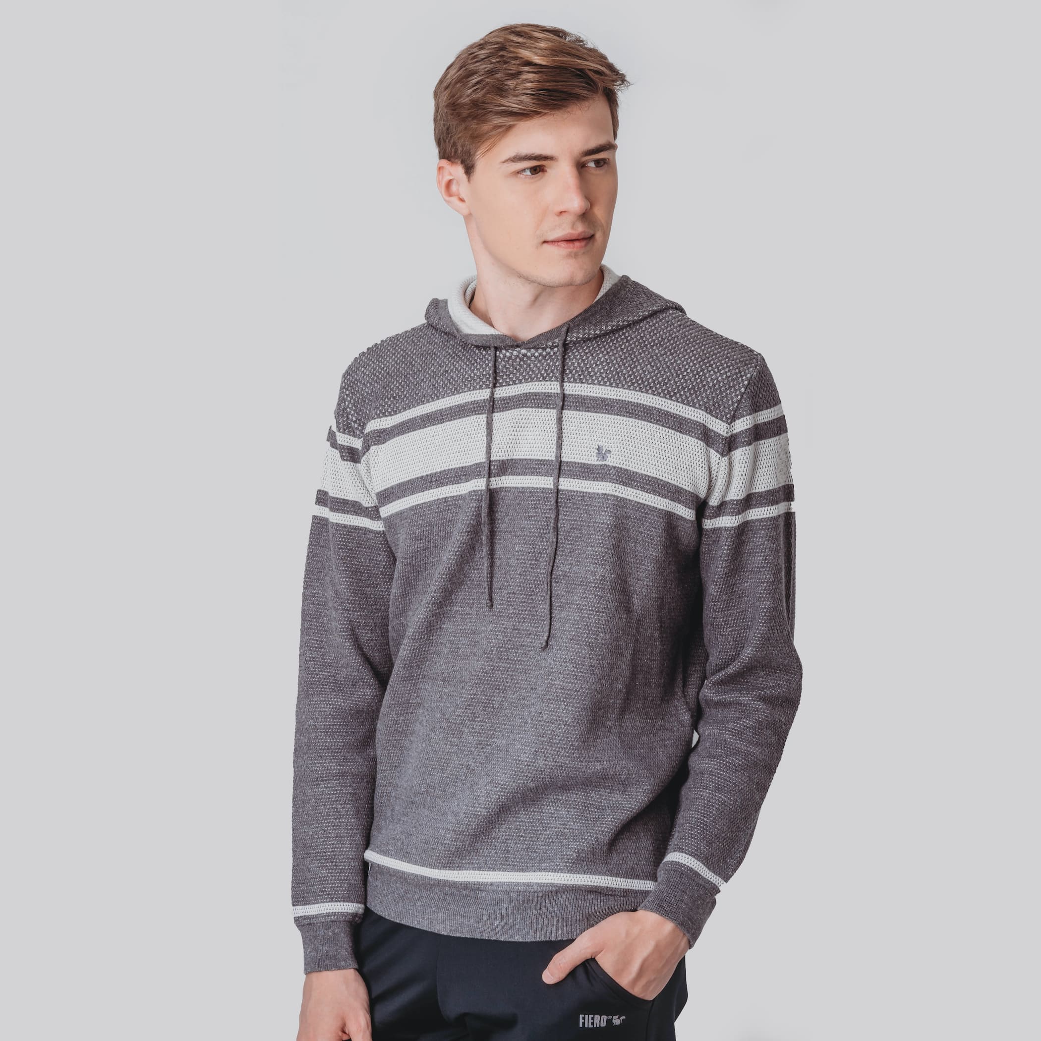 Suéter Masculino Tricô Premium Hoody com capuz - C
