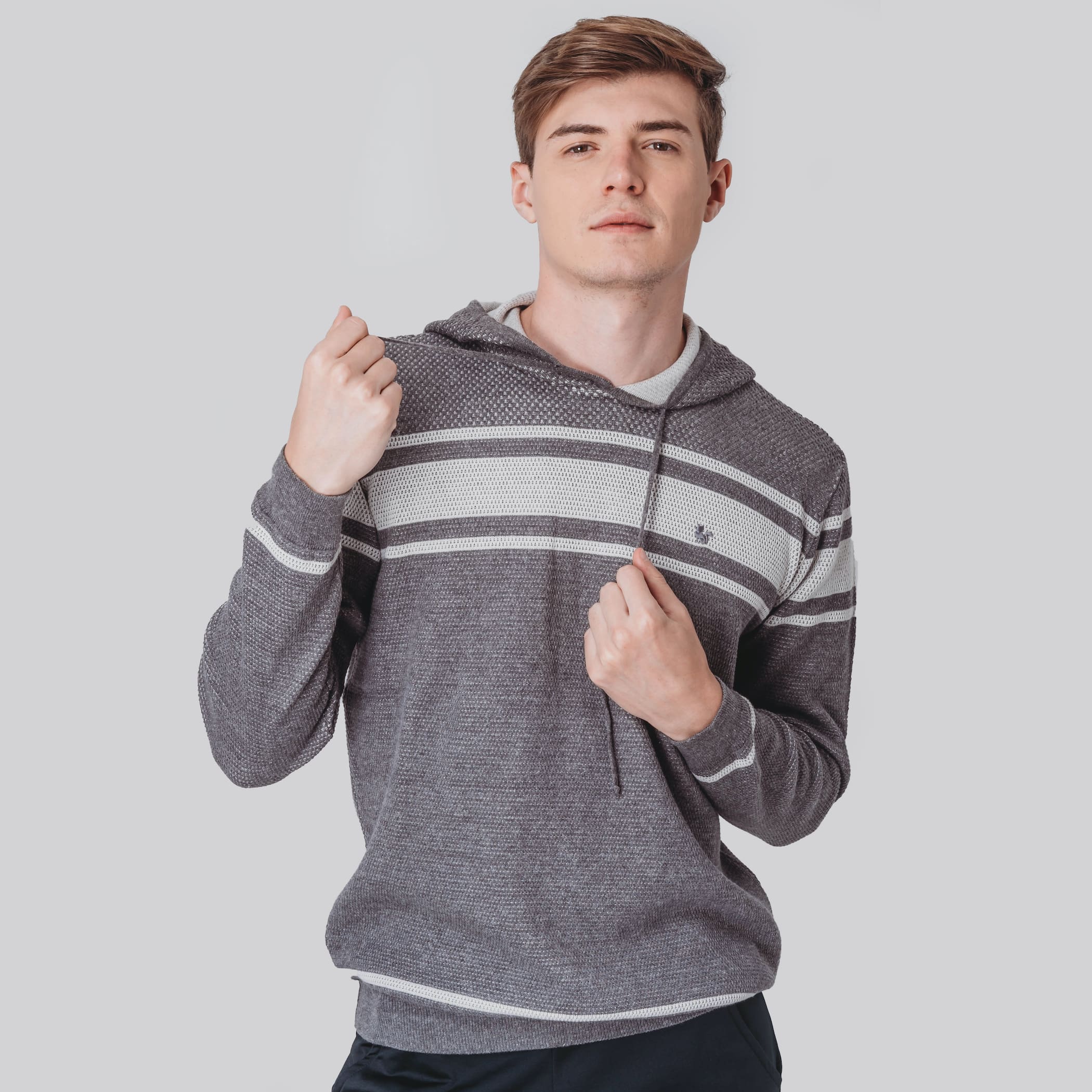 Suéter Masculino Tricô Premium Hoody com capuz - C