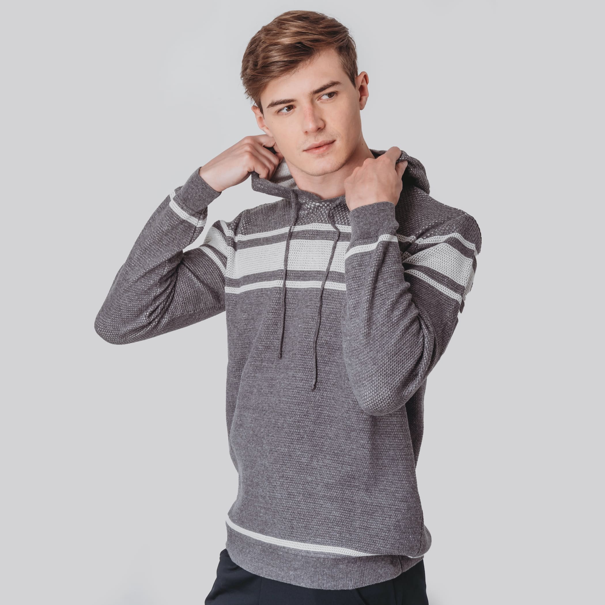 Suéter Masculino Tricô Premium Hoody com capuz - C