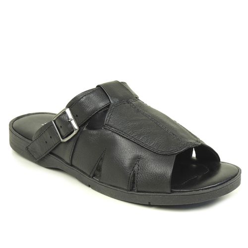 Chinelo Masculino em Couro Premium Fiero Porto Alegre Ref.:355 Preto