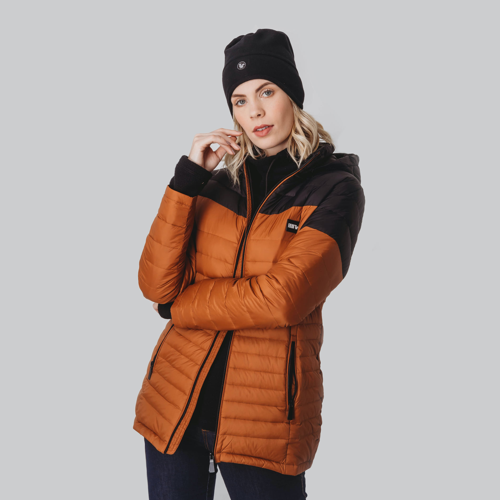 Casaco Longo Feminino puffer Davos de Pluma Ultralight Alpine com capuz removível