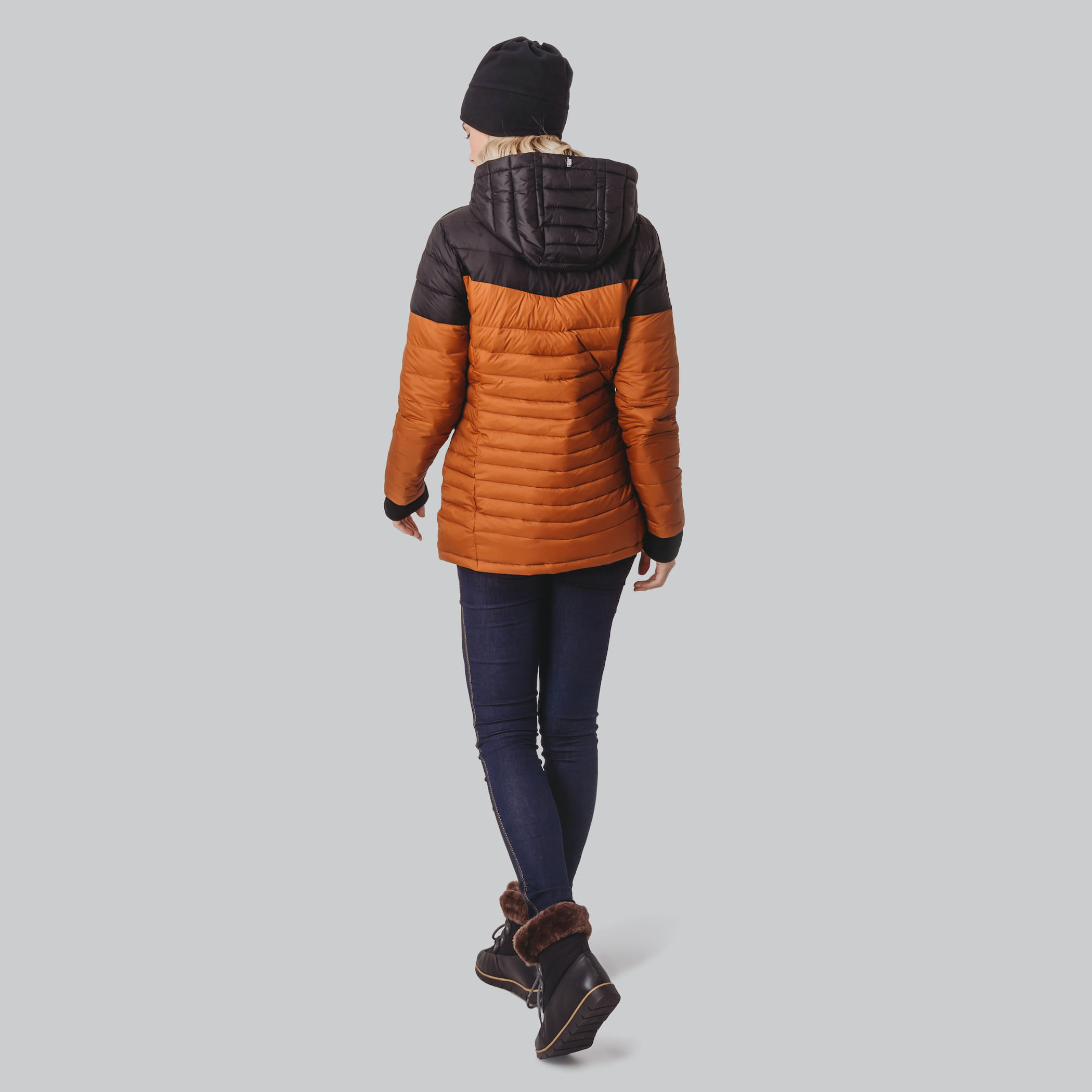 Casaco Longo Feminino puffer Davos de Pluma Ultralight Alpine com capuz removível