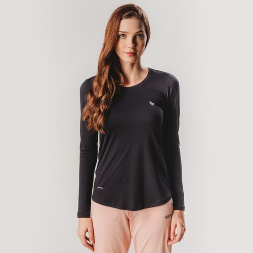 Camiseta feminina proteção UV Sense Cool Regular Fit alongada - Manga Longa