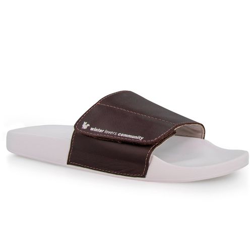 Chinelo Masculino Slide Adapt Leather Café Ref.: 22600D