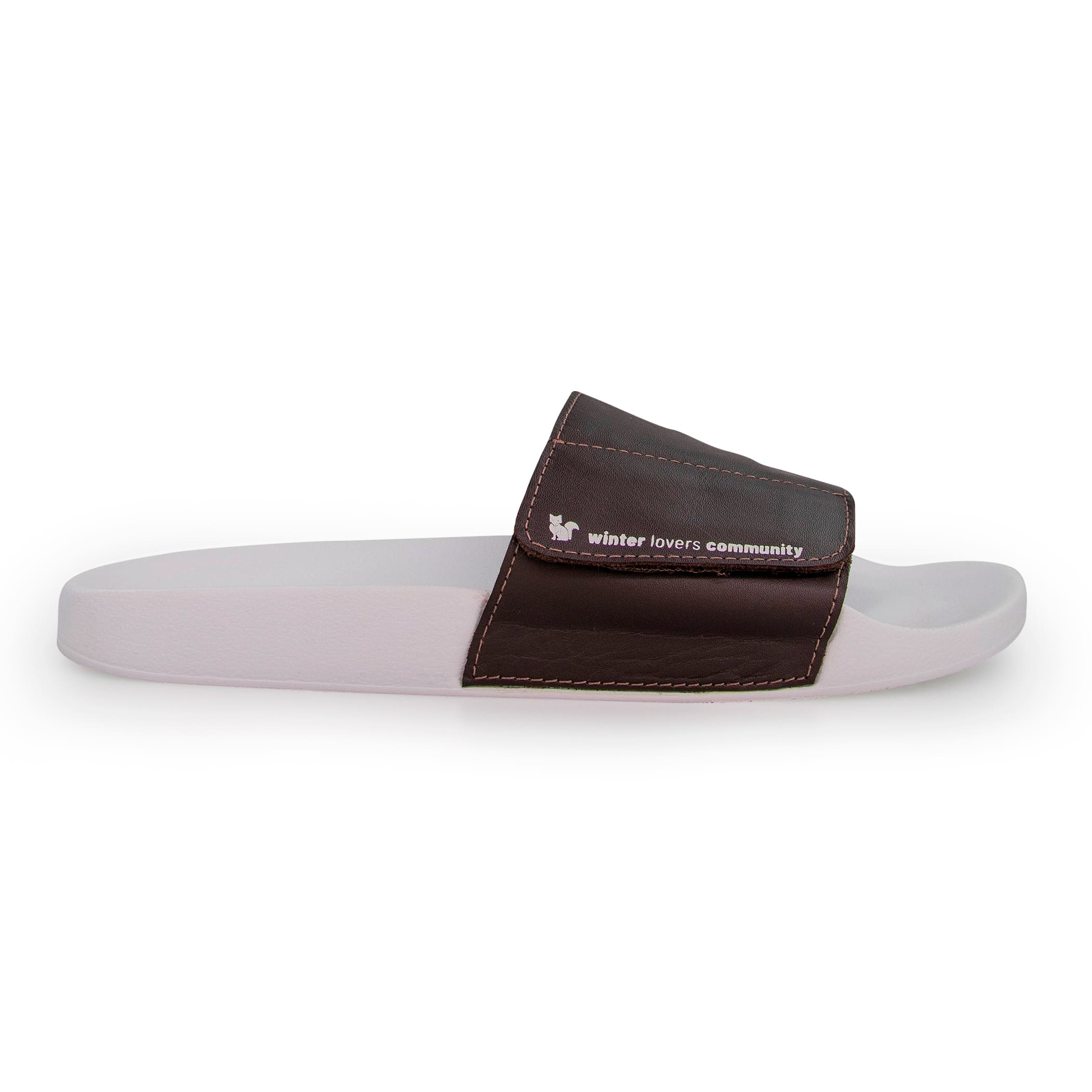 Chinelo Masculino Slide Adapt Leather Café Ref.: 22600D
