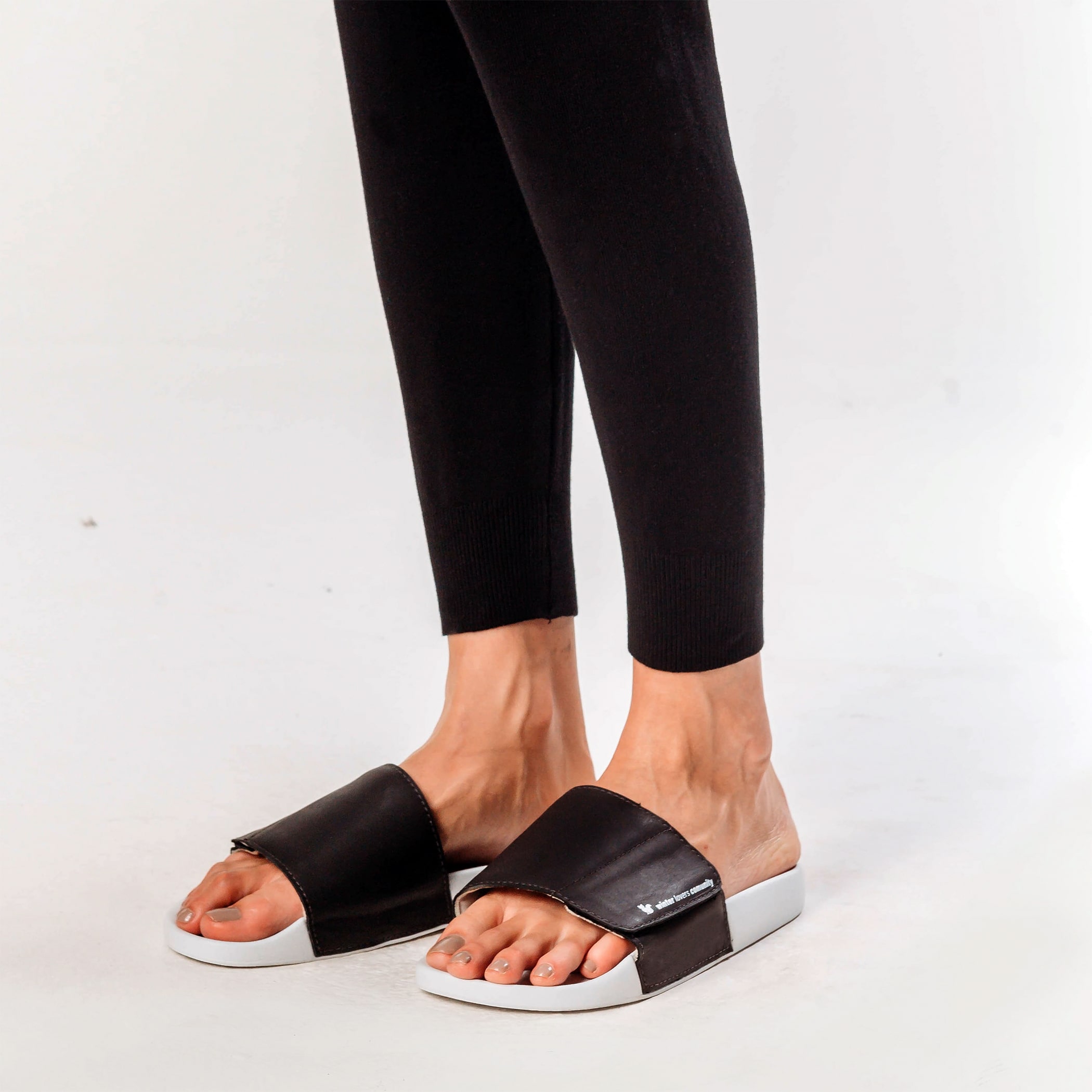 Chinelo Feminino Slide Adapt Leather Preta Ref.:22400D