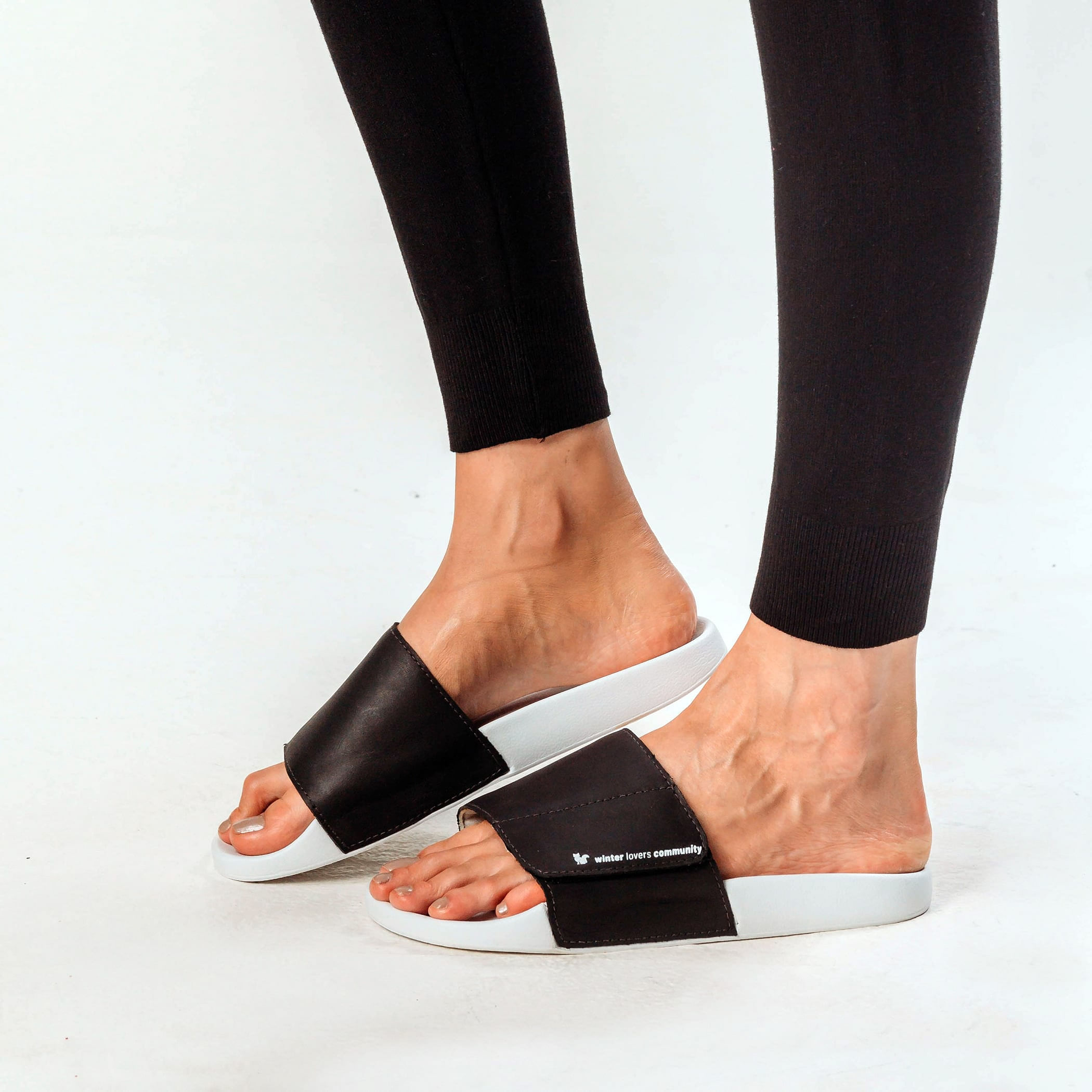 Chinelo Feminino Slide Adapt Leather Preta Ref.:22400D
