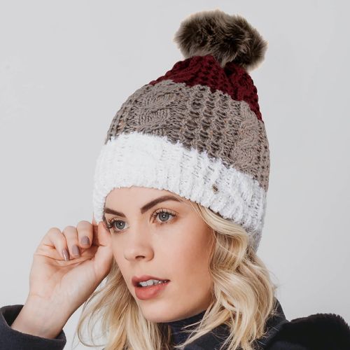 Gorro Feminino para o frio intenso forrado em lã com pompom forrado em lã Copenhague