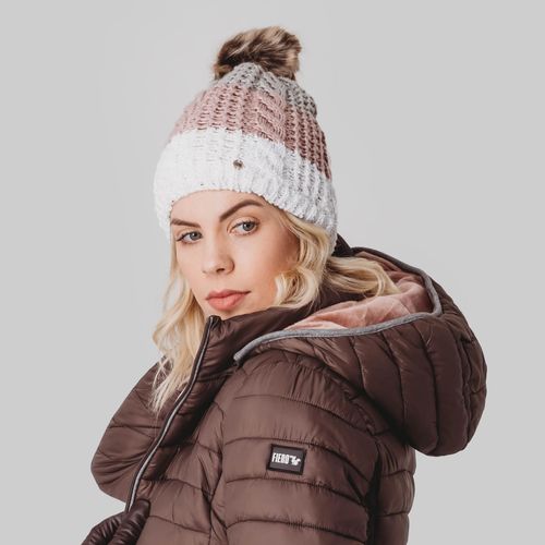 Gorro Feminino para o frio intenso forrado em lã com pompom forrado em lã Copenhague