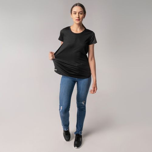 Camiseta feminina em lã merino manga curta