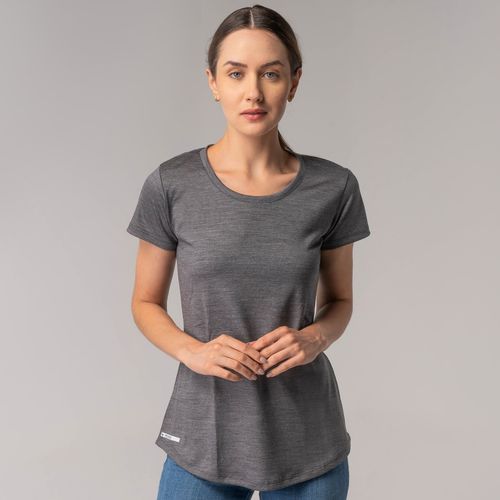 Camiseta feminina em lã merino manga curta