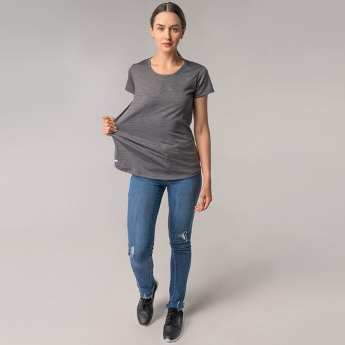 Camiseta feminina em lã merino manga curta