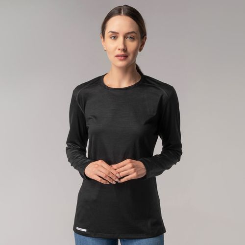 Camiseta feminina em lã merino manga longa