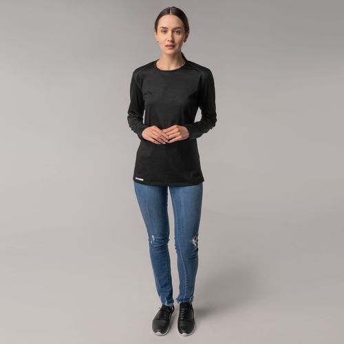 Camiseta feminina em lã merino manga longa