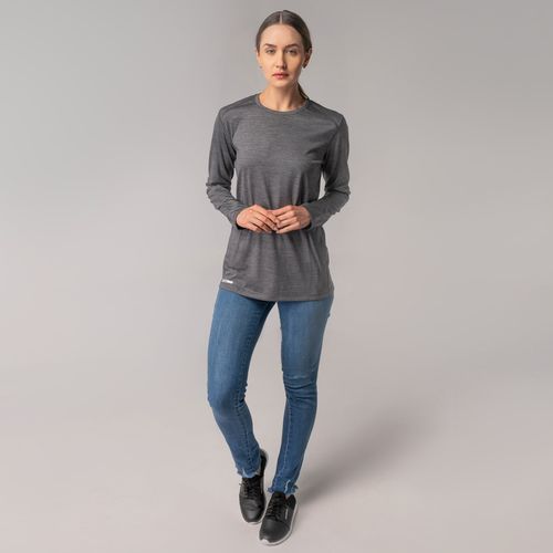 Camiseta feminina em lã merino manga longa