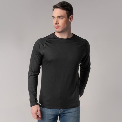 Camiseta masculina em lã merino manga longa