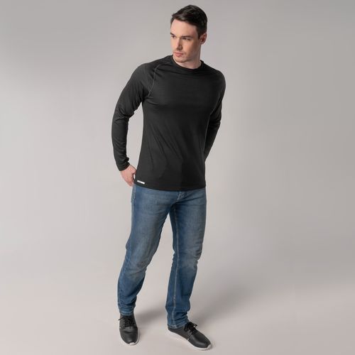 Camiseta masculina em lã merino manga longa