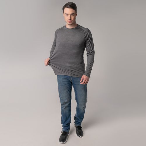 Camiseta masculina em lã merino manga longa