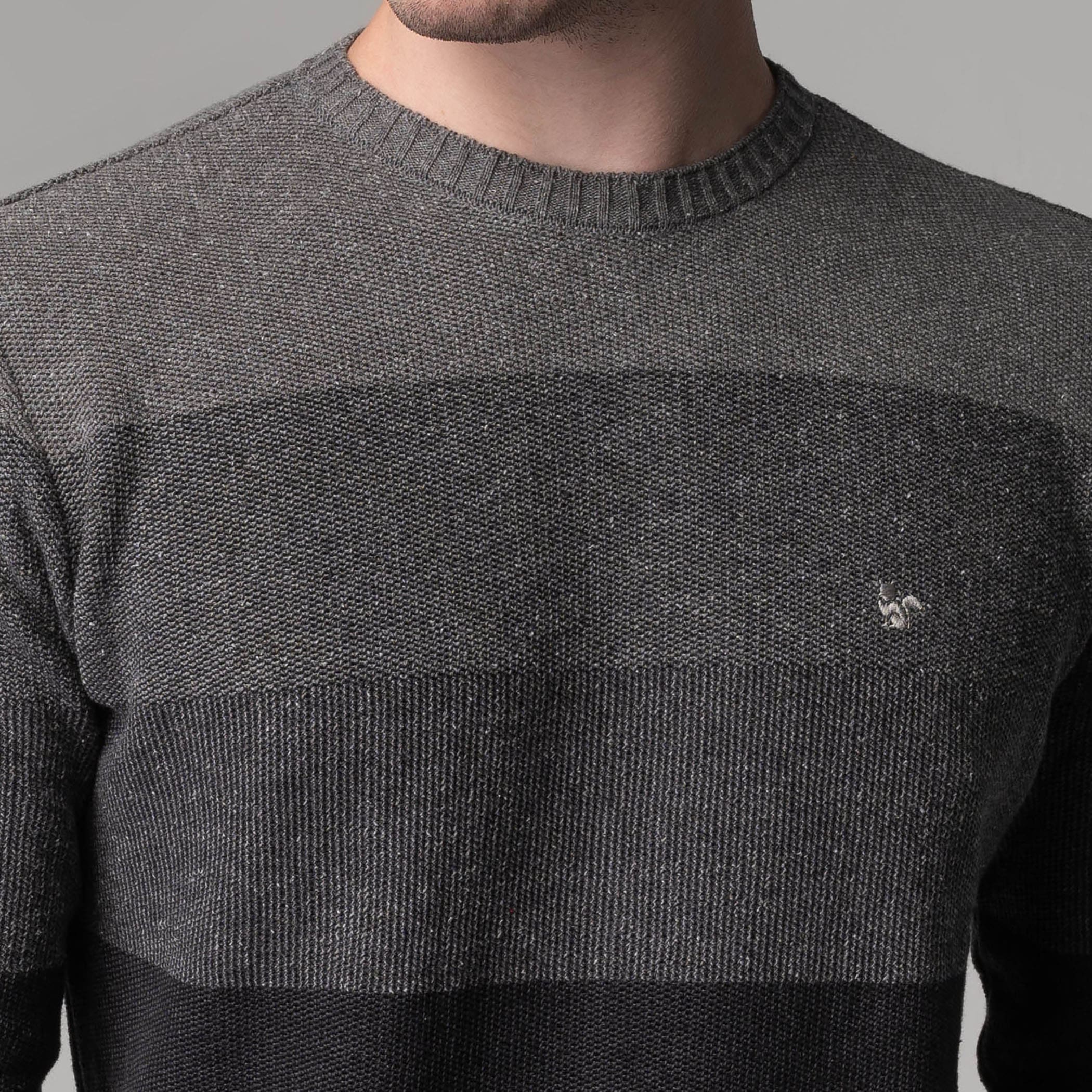 Suéter masculino em tricô degradê Manchester gola redonda