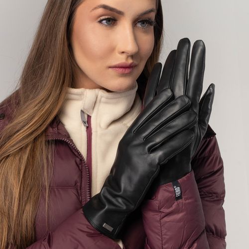 Luva Touch Screen em couro impermeável para neve Térmica Feminina Insulation