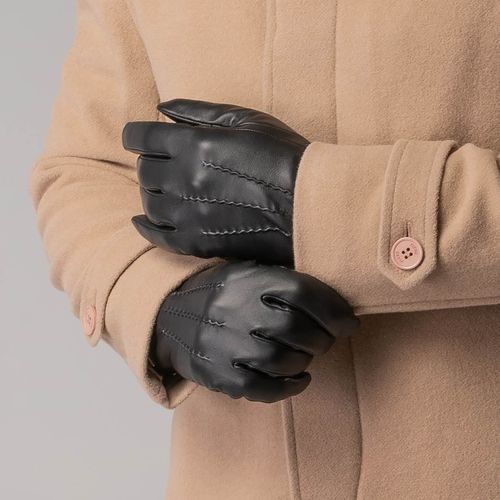 Luva Touch Screen em couro impermeável para neve Térmica Masculina Insulation