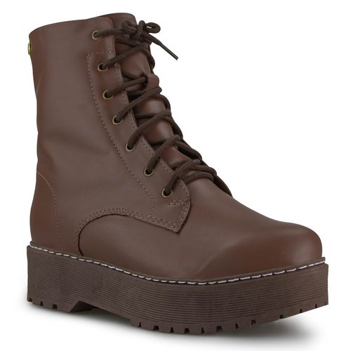 Bota Feminina coturno forrada em lã sintética Flatform Lace Ref.:23304