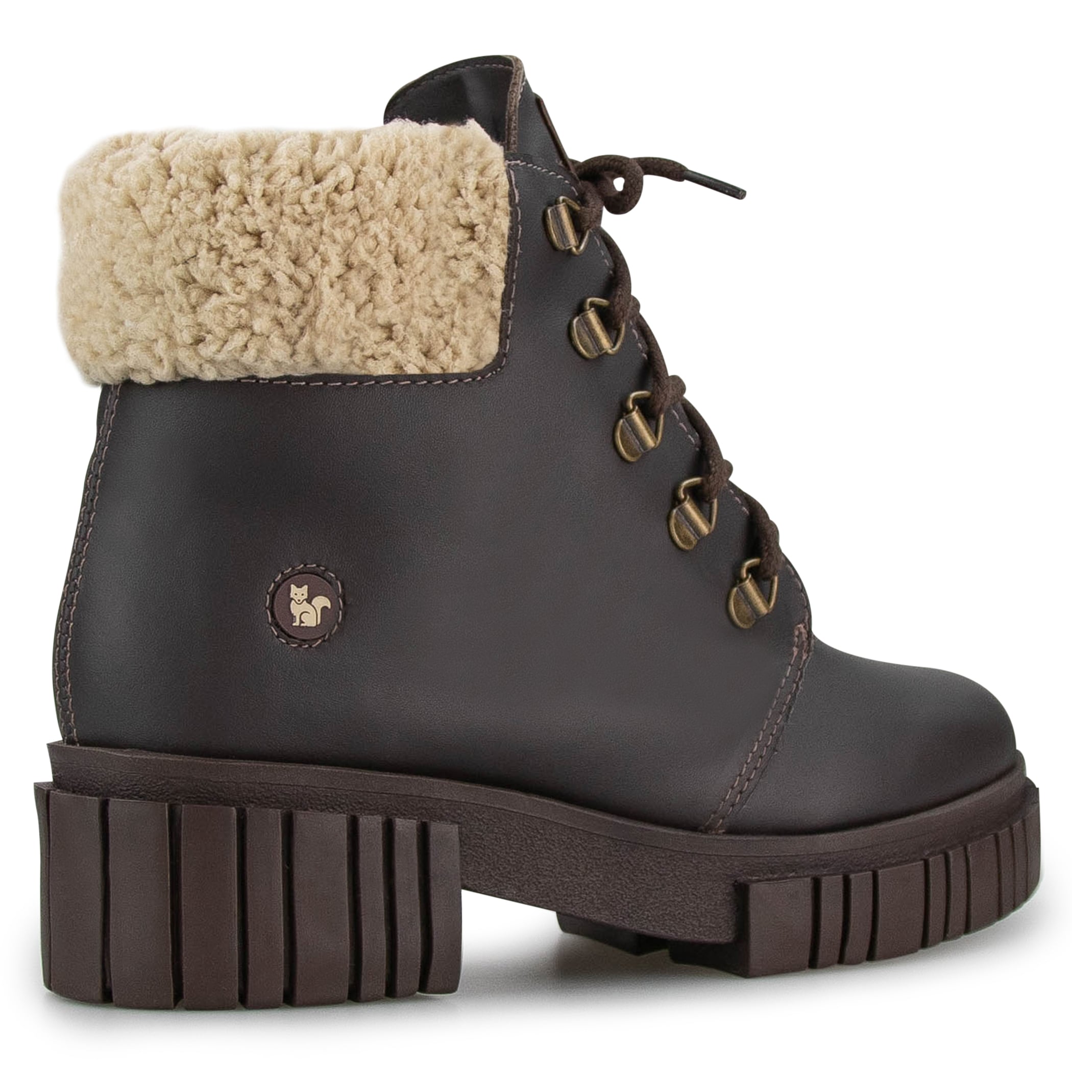 Bota feminina coturno Tractor Lux Lace forrada em lã sintética Ref.:22804