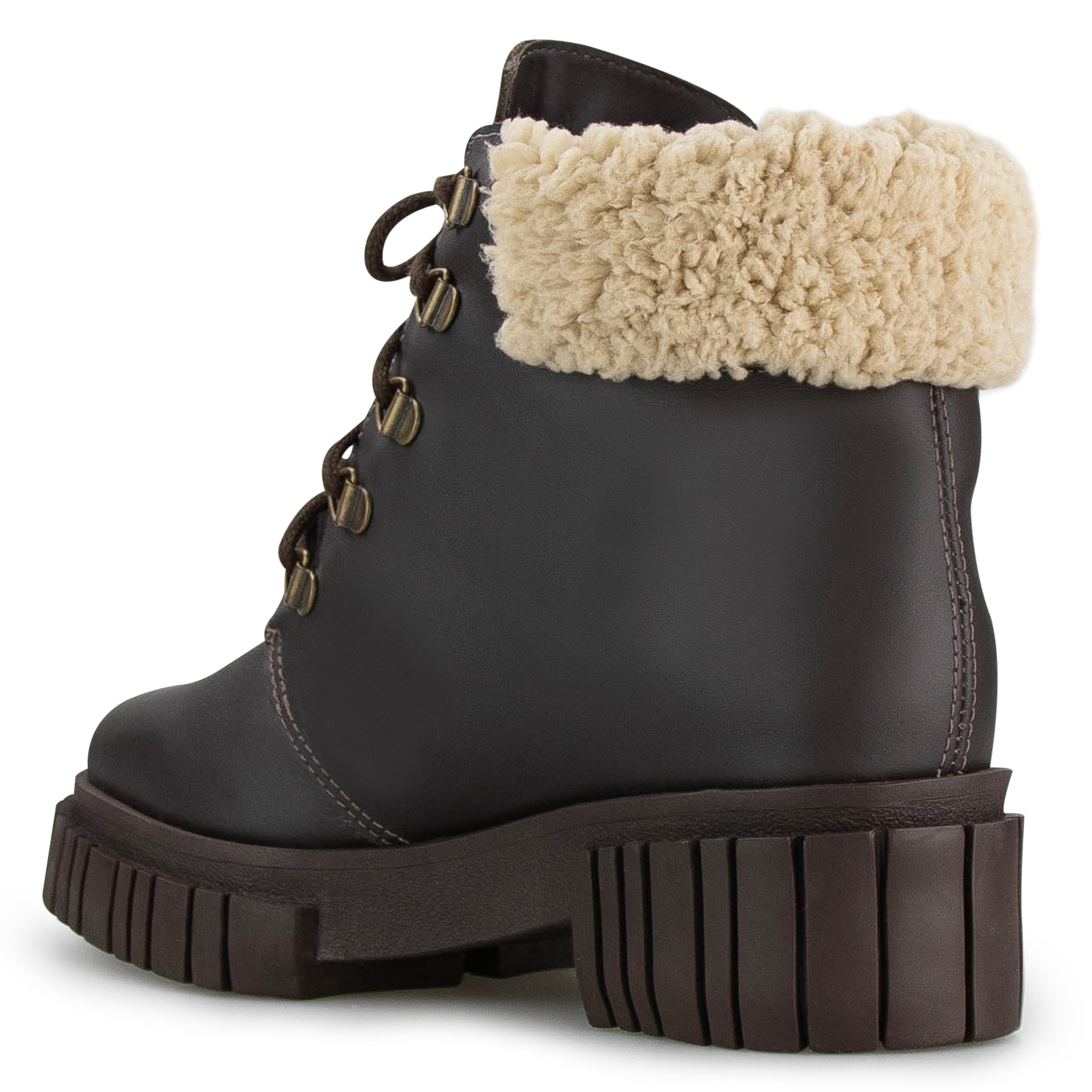 Bota feminina coturno Tractor Lux Lace forrada em lã sintética Ref.:22804