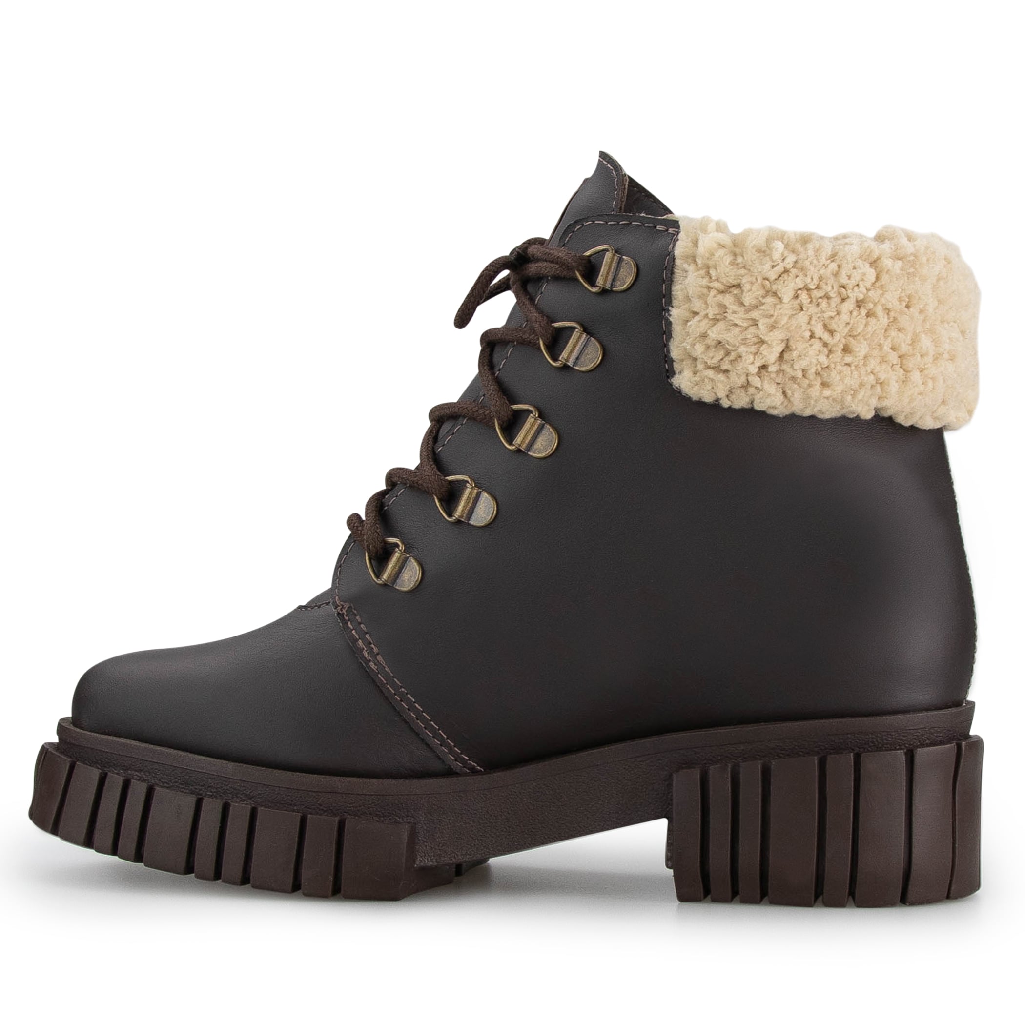 Bota feminina coturno Tractor Lux Lace forrada em lã sintética Ref.:22804
