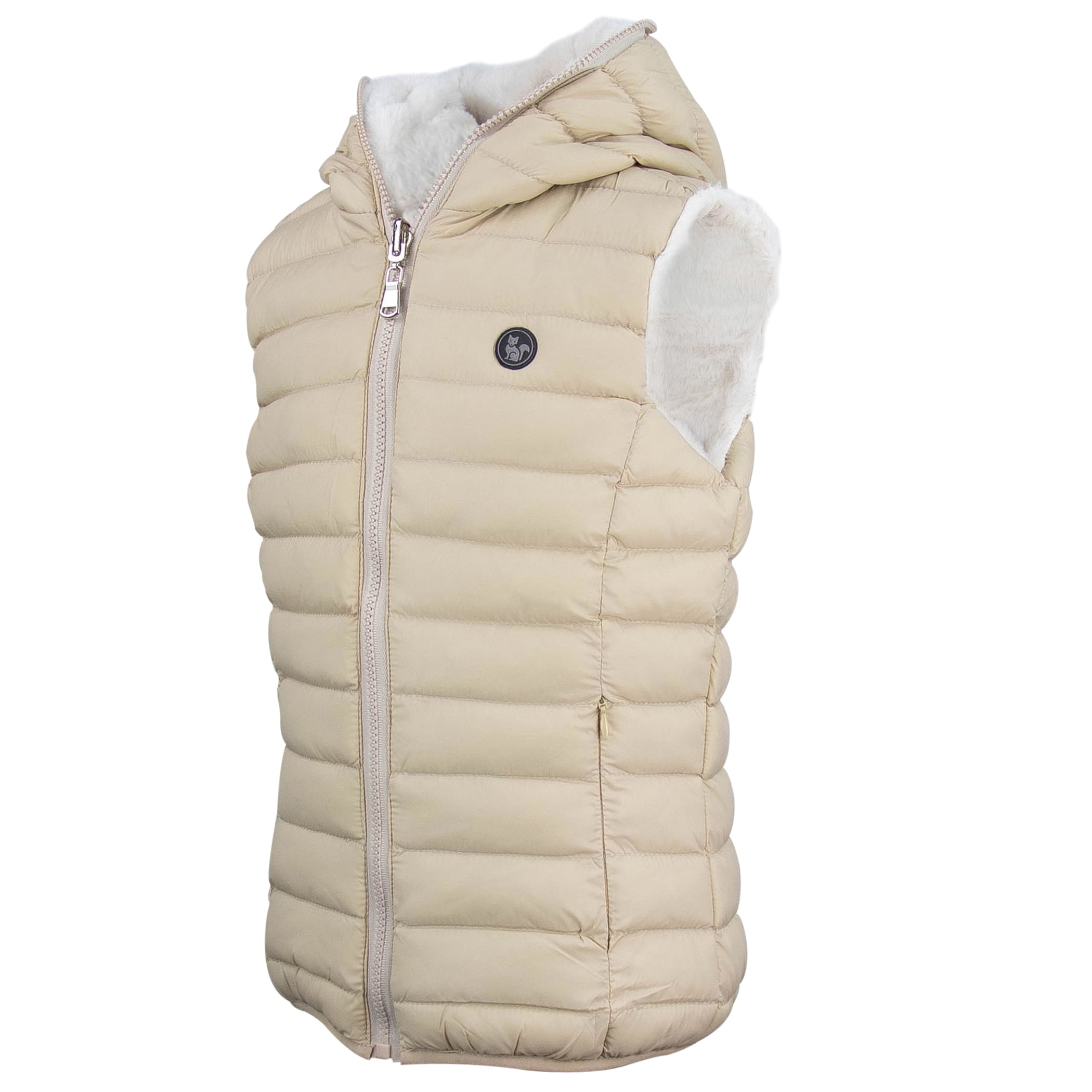 Colete infantil puffer Nagano reversível forrado com capuz