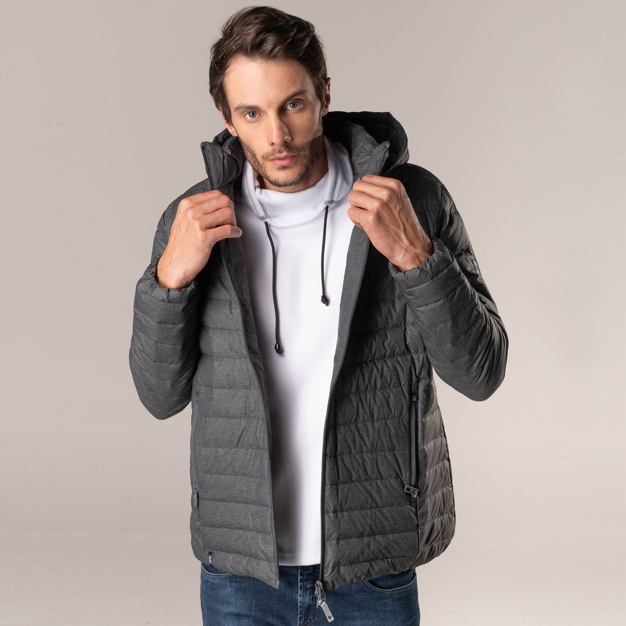 Jaqueta Masculina puffer Puerto Varas Impermeável De Pluma Ultralight Alpine Pro Com Capuz Removível