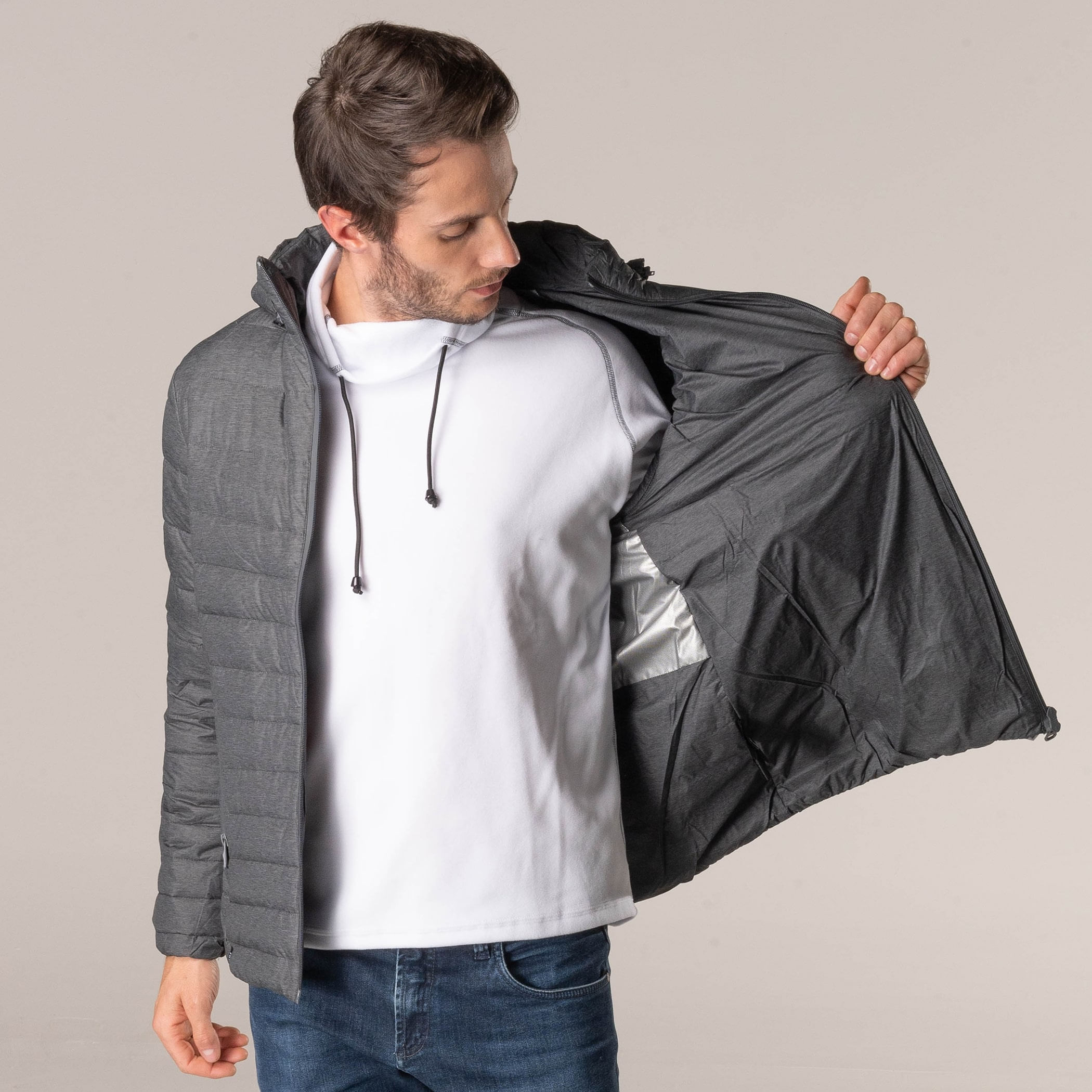 Jaqueta Masculina puffer Puerto Varas Impermeável De Pluma Ultralight Alpine Pro Com Capuz Removível
