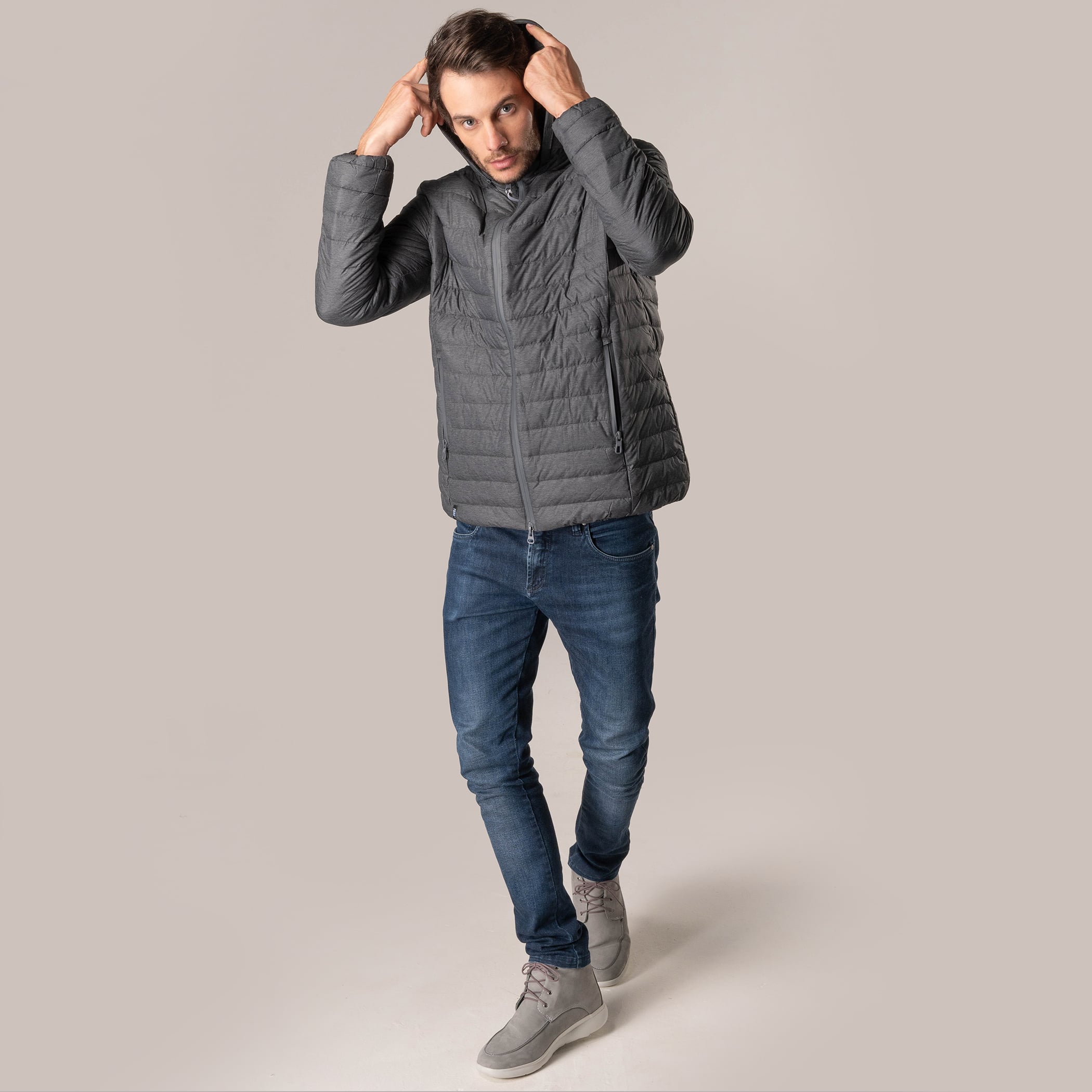 Jaqueta Masculina puffer Puerto Varas Impermeável De Pluma Ultralight Alpine Pro Com Capuz Removível