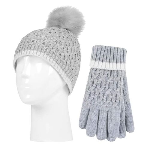 Kit Gorro Pompom e Luva térmica feminino Roll Up Heat Holders 7 a 10 anos