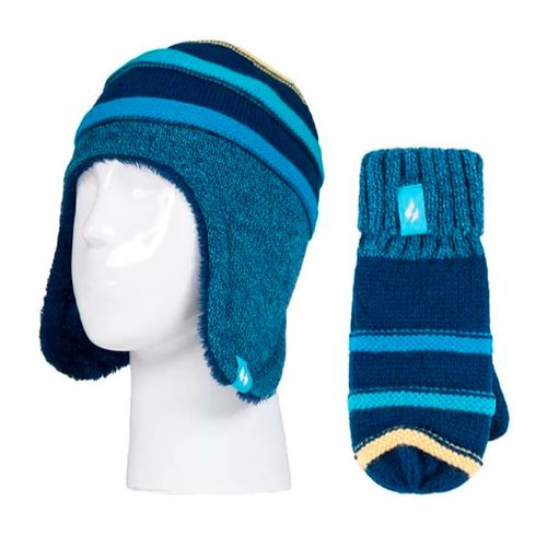 Kit infantil Gorro e Luva térmica Stripe Cozy Heat Holders 3 a 6 anos