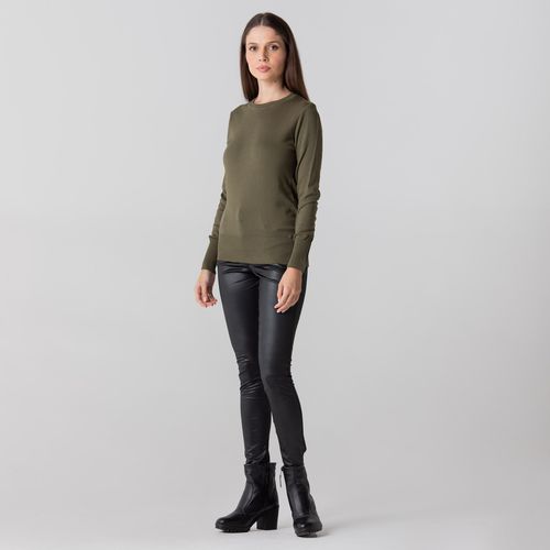 Suéter feminino em tricô gola redonda Veneza