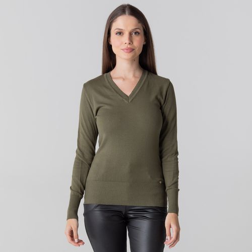 Suéter Feminino Tricô Premium Gola V Veneza