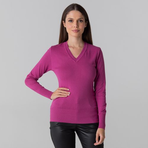 Suéter Feminino Tricô Premium Gola V Veneza