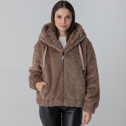 Jaqueta feminina bomber teddy Bienna de pelo texturizado