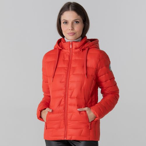 Casaco feminino puffer Ultralight Alpine Andorra com capuz removível