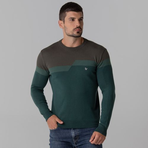 Suéter masculino em tricô premium Sheffield gola redonda