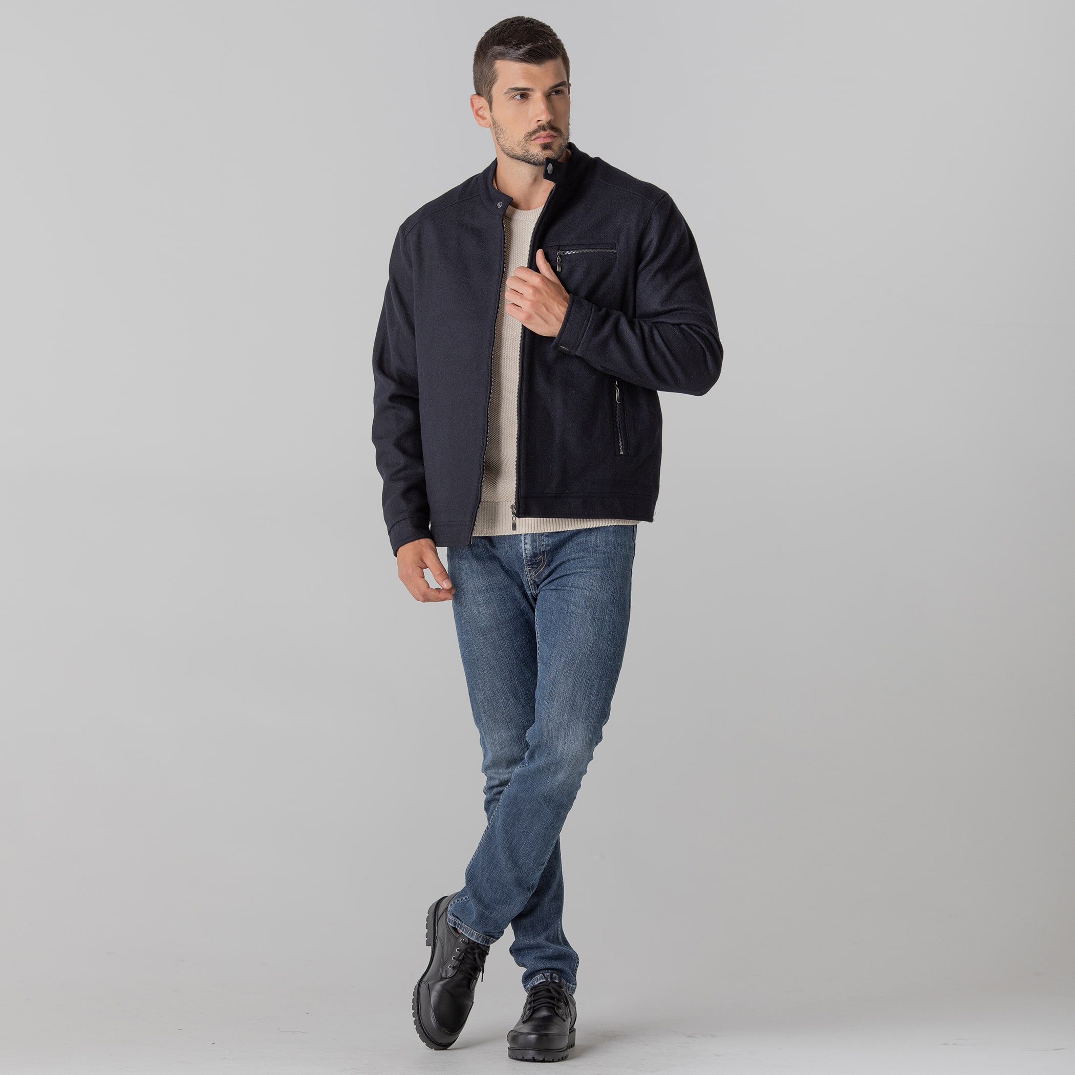 Jaqueta térmica masculina em lã premium Lyon