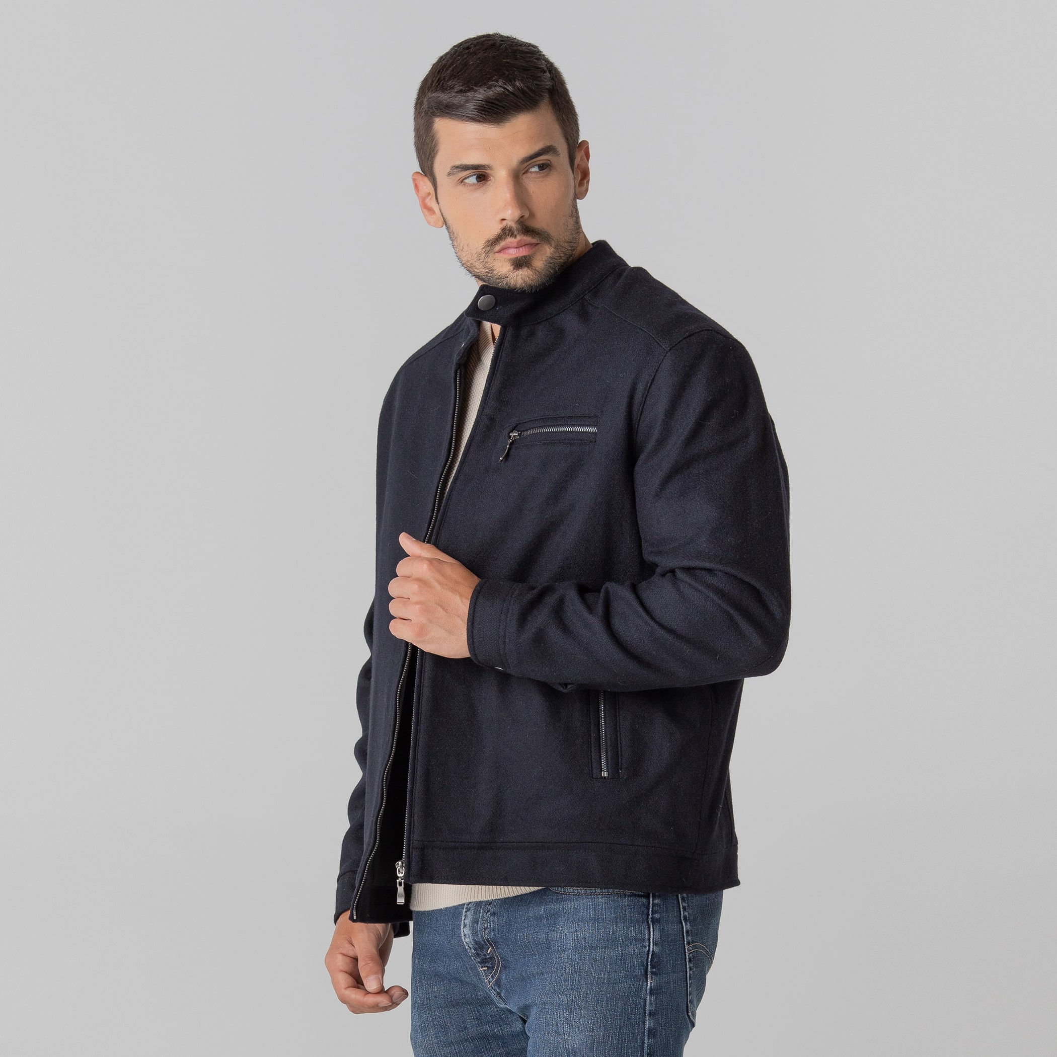 Jaqueta térmica masculina em lã premium Lyon